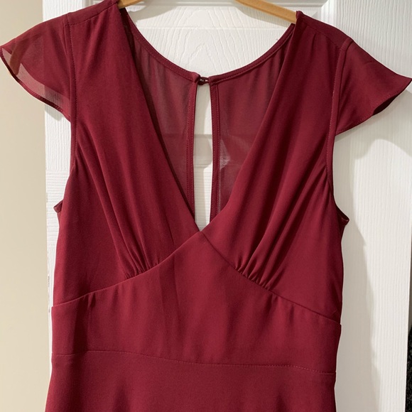 Maxi Burgundy Party Dress - Picture 2 of 4